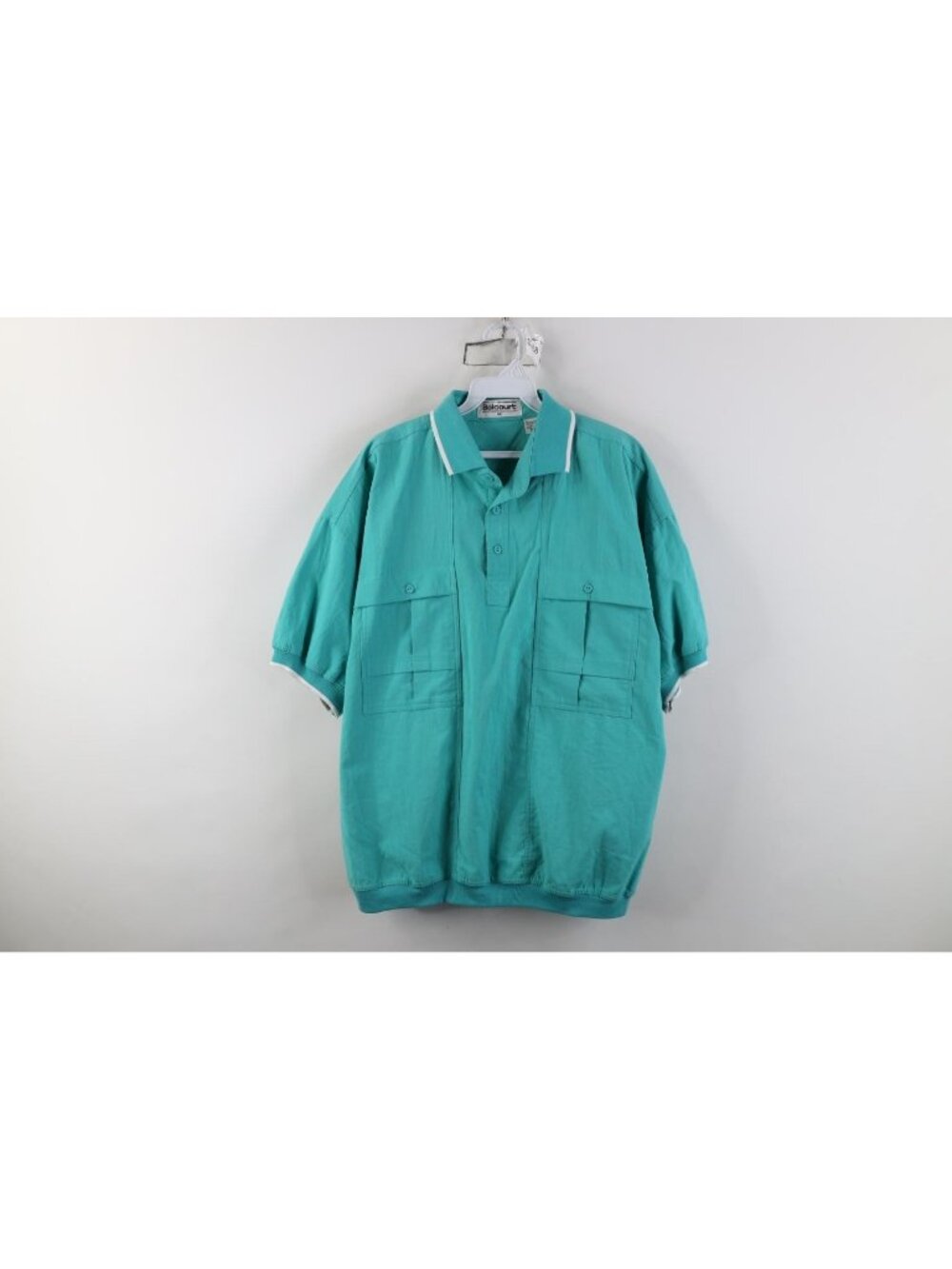 Vintage 90s Streetwear Mens Medium Duster Big Pocket Pullover Polo Shirt Mob